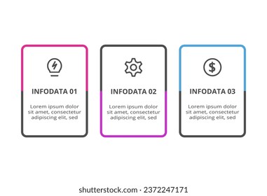 Rectangles infographic with 3 steps, options, parts or processes. Business data visualization.