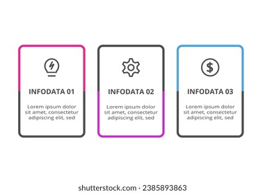 Rectangles infographic with 3 steps, options, parts or processes. Business data visualization.