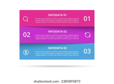 Rectángulos infográficos con 3 pasos, opciones, partes o procesos. Visualización de datos empresariales.