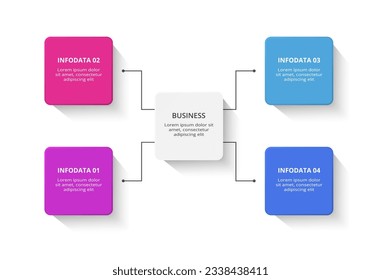 Rectangles infographic with 4 steps, options, parts or processes. Business data visualization.