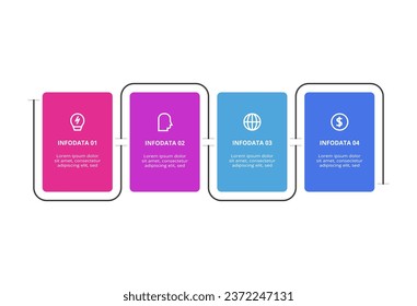 Rectangles infographic with 4 steps, options, parts or processes. Business data visualization.