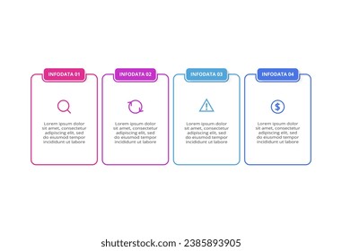 Rectángulos infográficos con 4 pasos, opciones, partes o procesos. Visualización de datos empresariales.