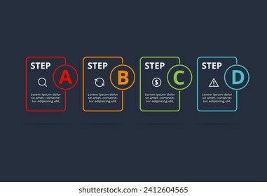 Rectangles infographic with 4 steps, options, parts or processes. Business data visualization.