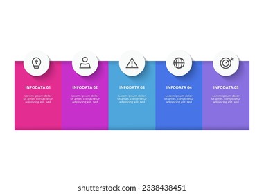 Rectangles infographic with 5 steps, options, parts or processes. Business data visualization.