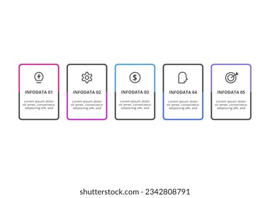 Rectangles infographic with 5 steps, options, parts or processes. Business data visualization.