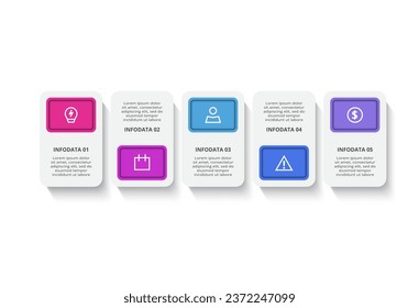 Rectangles infographic with 5 steps, options, parts or processes. Business data visualization.