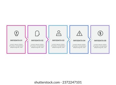Rectangles infographic with 5 steps, options, parts or processes. Business data visualization.