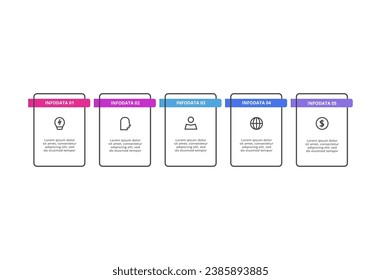 Rectangles infographic with 5 steps, options, parts or processes. Business data visualization.