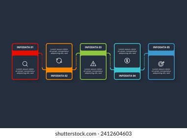 Rectangles infographic with 5 steps, options, parts or processes. Business data visualization.