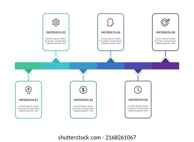 Rectangles infographic with 6 steps, options, parts or processes. Business data visualization.