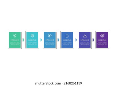 Rectangles infographic with 6 steps, options, parts or processes. Business data visualization.