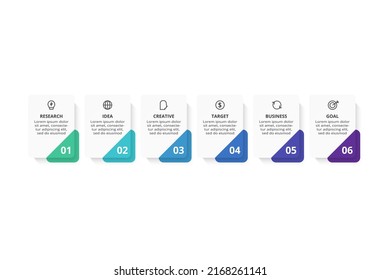 Rectangles infographic with 6 steps, options, parts or processes. Business data visualization.