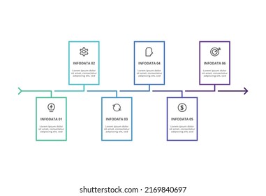 Rectangles infographic with 6 steps, options, parts or processes. Business data visualization.