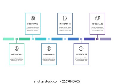 Rectangles infographic with 6 steps, options, parts or processes. Business data visualization.