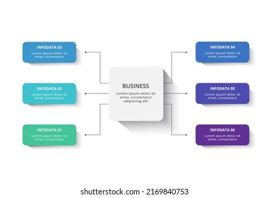 Rectangles infographic with 6 steps, options, parts or processes. Business data visualization.