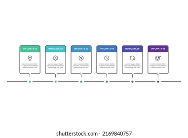 Rectangles infographic with 6 steps, options, parts or processes. Business data visualization.