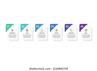 Rectangles infographic with 6 steps, options, parts or processes. Business data visualization.