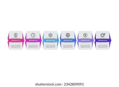 Rectangles infographic with 6 steps, options, parts or processes. Business data visualization.