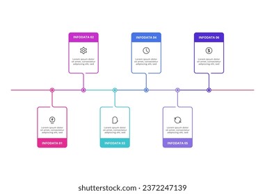 Rectangles infographic with 6 steps, options, parts or processes. Business data visualization.