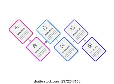 Rectangles infographic with 6 steps, options, parts or processes. Business data visualization.