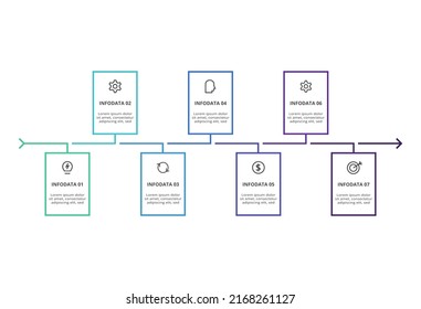 Rectangles infographic with 7 steps, options, parts or processes. Business data visualization.