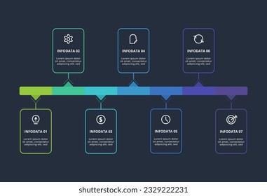 Rectangles infographic with 7 steps, options, parts or processes. Business data visualization.