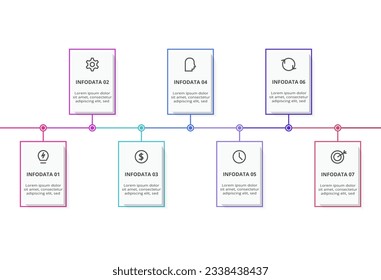 Rectangles infographic with 7 steps, options, parts or processes. Business data visualization.