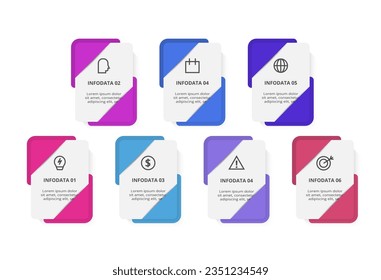 Rectangles infographic with 7 steps, options, parts or processes. Business data visualization.