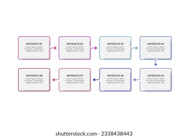 Rectangles infographic with 8 steps, options, parts or processes. Business data visualization.