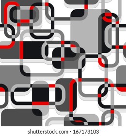 rectangles and lines seamless pattern red, black, grey