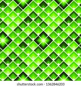 Rectangles or lozenges seamless pattern in trendy neon lime color.