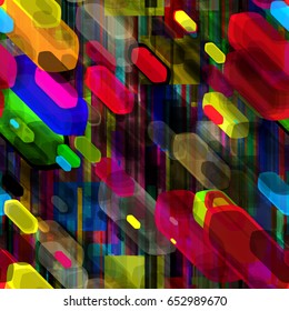 Rectangles and polygons. Colorful seamless texture for fabric, wrapping, home decor. Abstract vector background