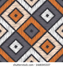 Rectangles and Squares. Ethnic boho seamless pattern. Patchwork texture. Weaving. Traditional ornament. Tribal pattern. Folk motif. Can be used for wallpaper, textile, wrapping, web.