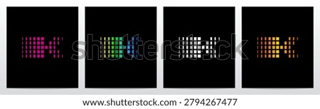 Rectangles Squares Faded Fractal Geometric Letter Initial Logo Design K