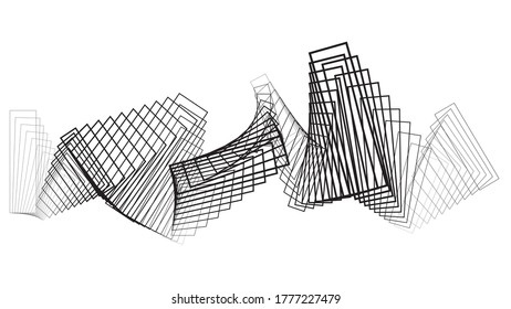 Rectangles in tunnel form logo . vector blend tool pipe . tube design element