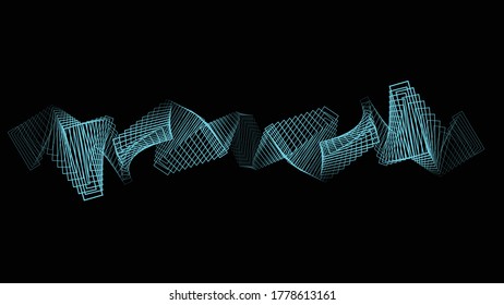 Rectangles in tunnel form logo . vector blend tool pipe . tube design element
