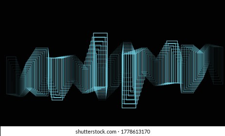 Rectangles in tunnel form logo . vector blend tool pipe . tube design element