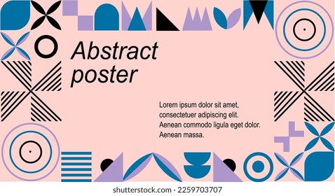 banner neogegmétrico abstracto rectangular. Volante de publicidad de malla abstracta vectorial moderna. Afiche de plantilla de neo geo, folleto plantilla de neo