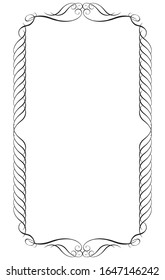 Rectangular antique ornament borders, calligraphic illustrations, black and white vector data
