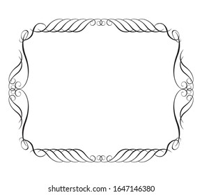 Rectangular antique ornament borders, calligraphic illustrations, black and white vector data
