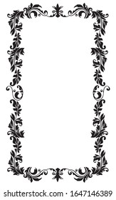 Rectangular antique ornament borders, calligraphic illustrations, black and white vector data