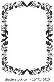 Rectangular antique ornament borders, calligraphic illustrations, black and white vector data