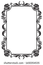 Bordes rectangulares de adornos antiguos, ilustraciones caligráficas, datos vectoriales en blanco y negro