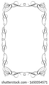 Rectangular antique ornament borders, calligraphic illustrations, black and white vector data