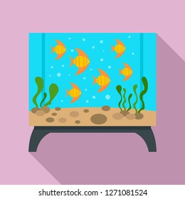 Rectangular aquarium icon. Flat illustration of rectangular aquarium vector icon for web design