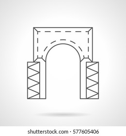 Rectangular arch with decorative columns. Flat line style icon