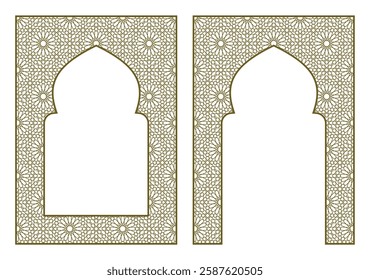 Rectangular arch and frame .Proportion A4 format .Arabic ornament for invitation card ,diploma, book cover,sertificat