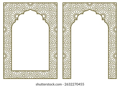 Rectangular arch and frame .Proportion about A4 format .Arabic ornament for invitation card ,diploma, book cover,sertificat
