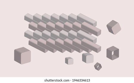 Rectangular area Abstract 3D on a beautiful colored background. Vector illustration.