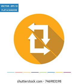 Rectangular arrows flat icon with long shadow. Vector Illustration.